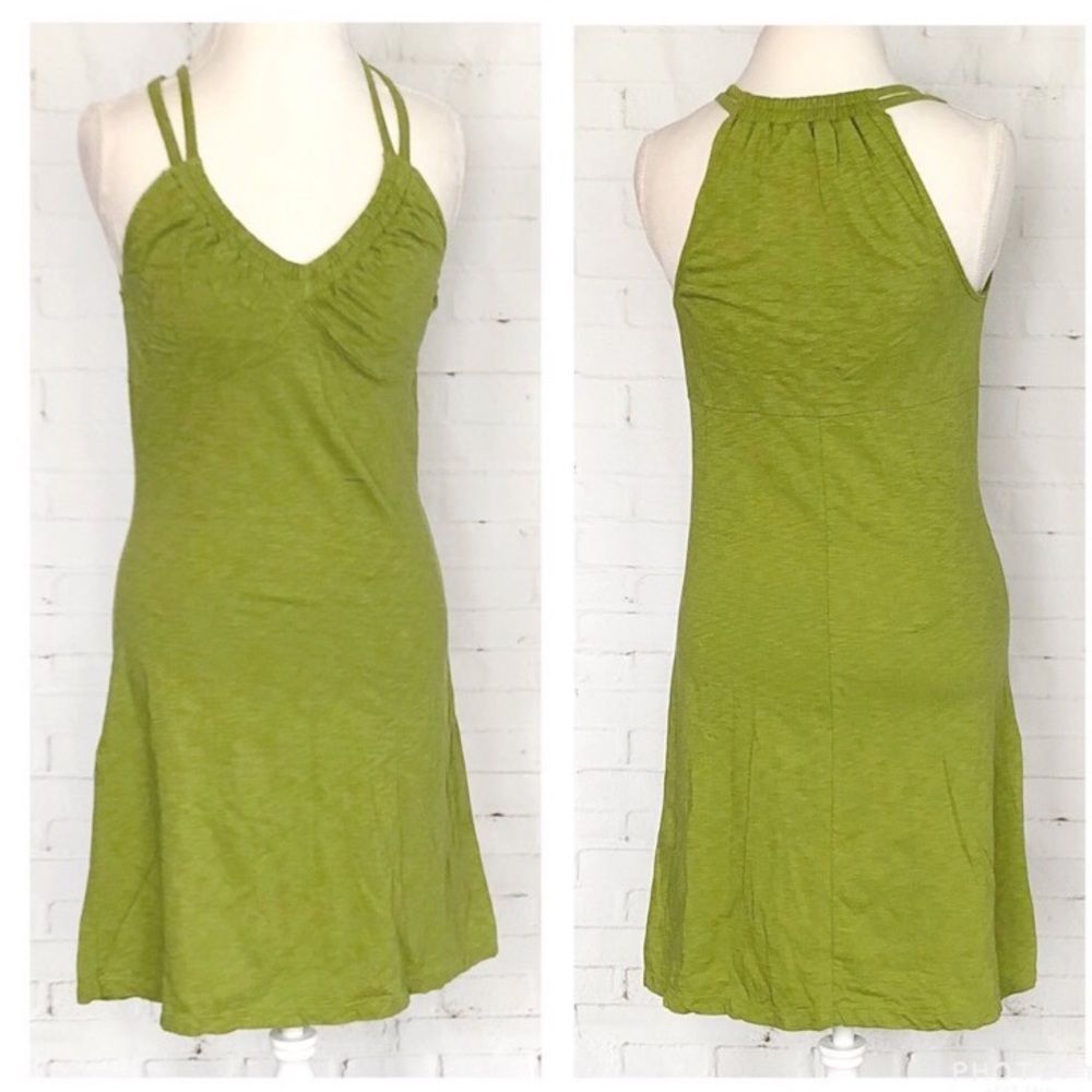 Athleta Green Double Strap Halter Dress SZ M